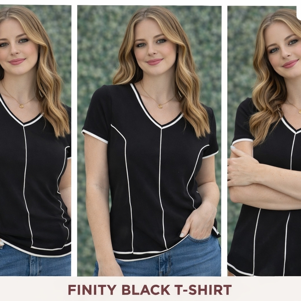 Finity Black T-Shirt with White Accents